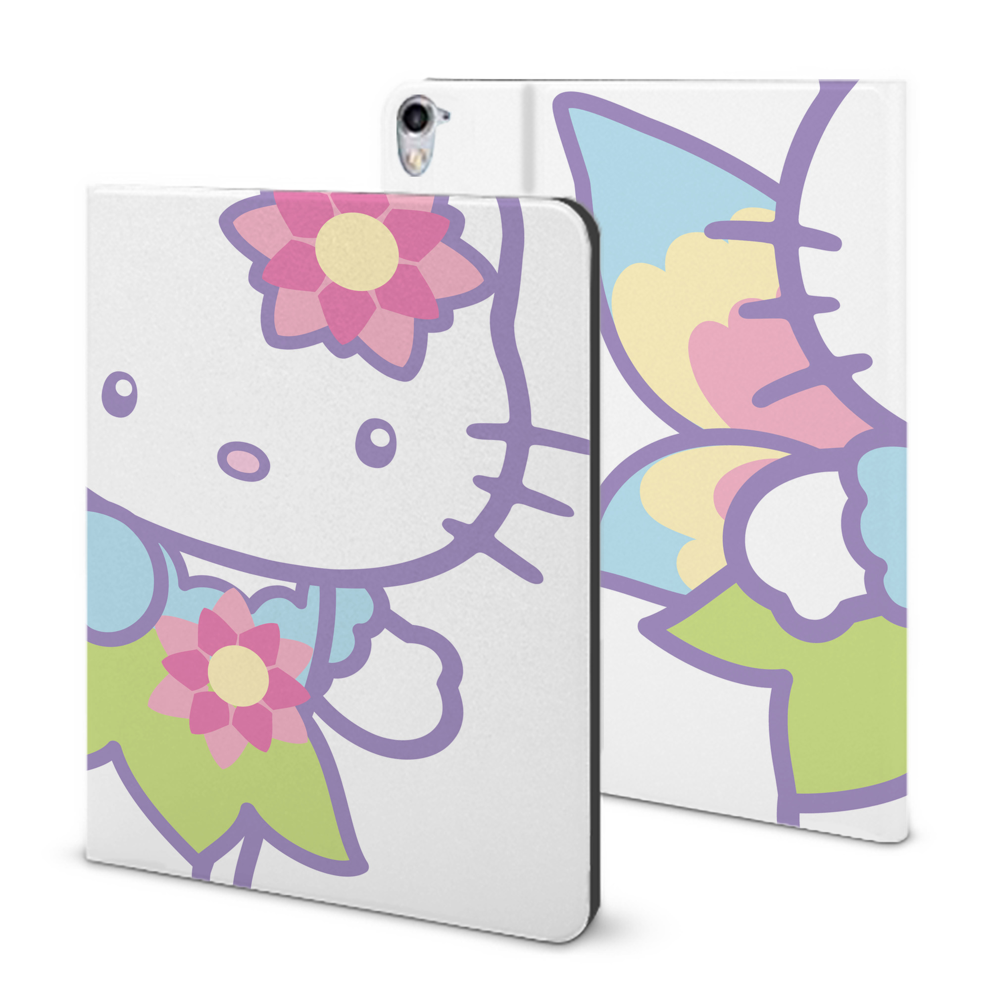 （画像用） Hello Kitty ハローキティ IPad ケース ブック型 PUレザー TPU 耐衝撃 軽量 薄型 ペン収納なし 全面保護 IPad 各モデル対応